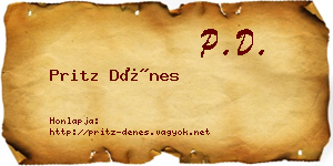 Pritz Dénes névjegykártya